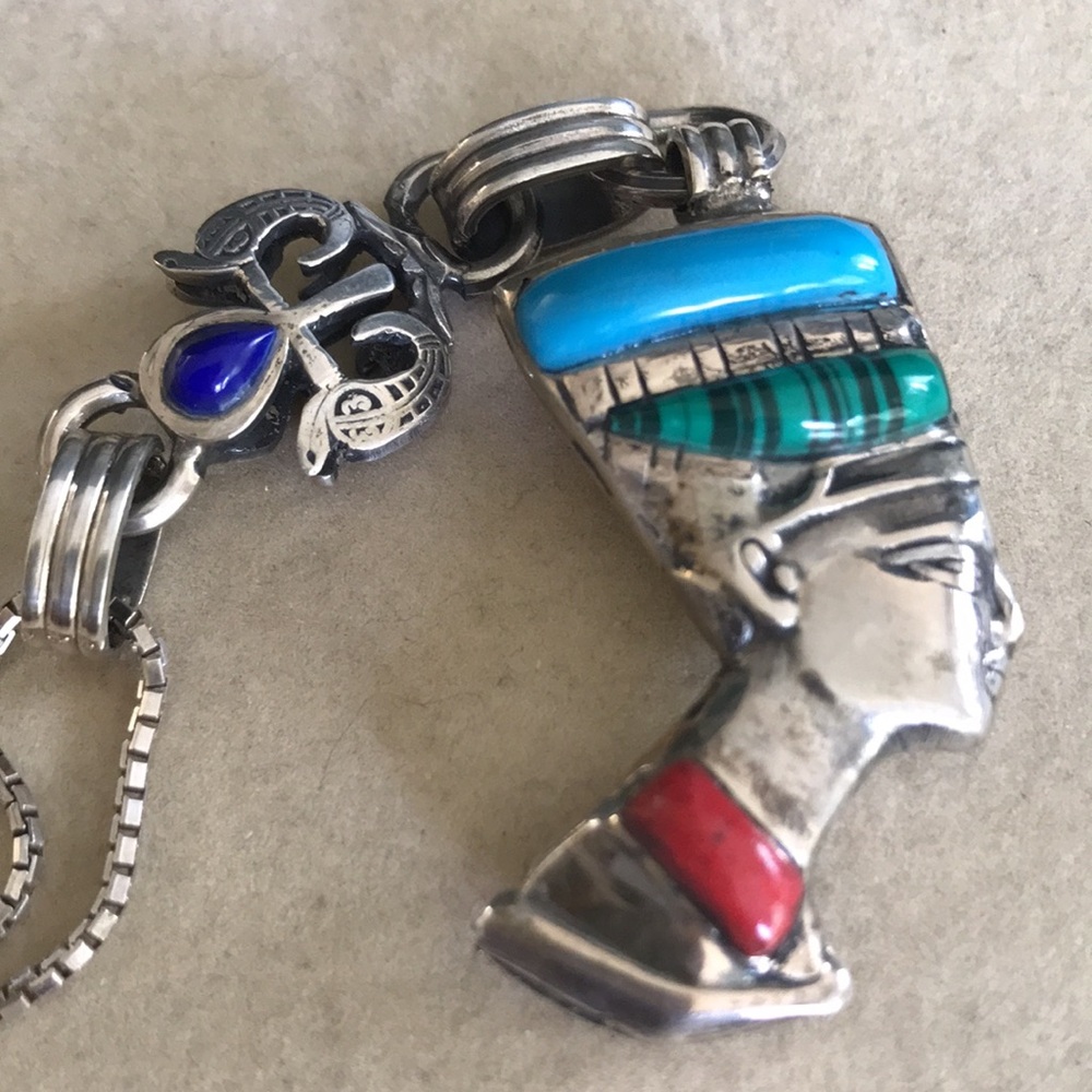 Double sided Sterling Silver Egyptian Necklace.
